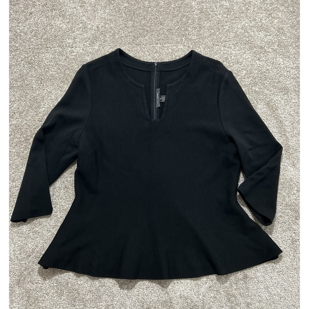 St. John Women's 16 Milano Knit Black Peplum V Neck Top
